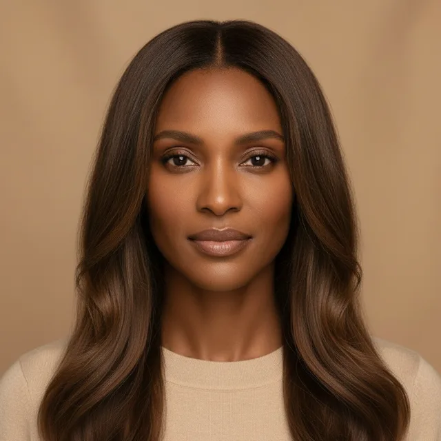Suede Brunette на модели: глубокая кожа